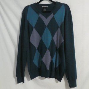 MARCO FIORI | medium | Made In Italy | Argyle V-Neck Long Sleeve Sweater | GUC